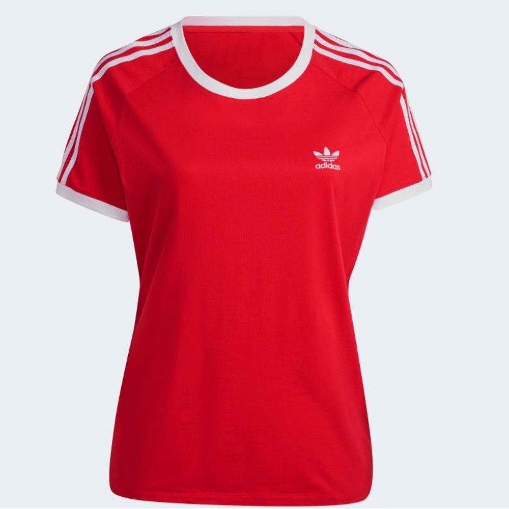 NWOT adidas Originals
Womens Adicolor Classics Slim 3-Stripes T-Shirt Vivid Red